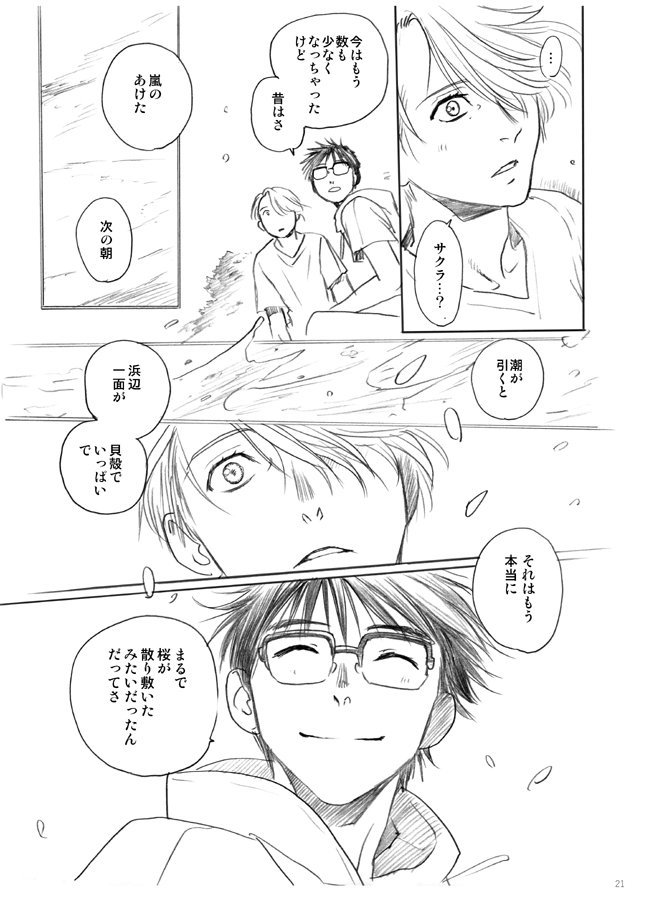 2017/10/08発行 YOI本
『砂とはなびら』A5/28p
ヴィクトルと勇利と海辺のお話
ずいぶん昔に遊びに行った唐津を思い出して描きました。