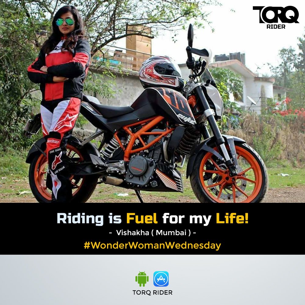 torqriders's tweet photo. "Riding is Fuel for my Life!"
That's what @riderGirl_Vish, our Wonder Woman is. A Motorcycle rider. #WonderWomanWednesday
To know more about her Download the Torq Rider App (iOS/Android) at https://t.co/FqPB5Pn5Na https://t.co/9aZMxkZCfa