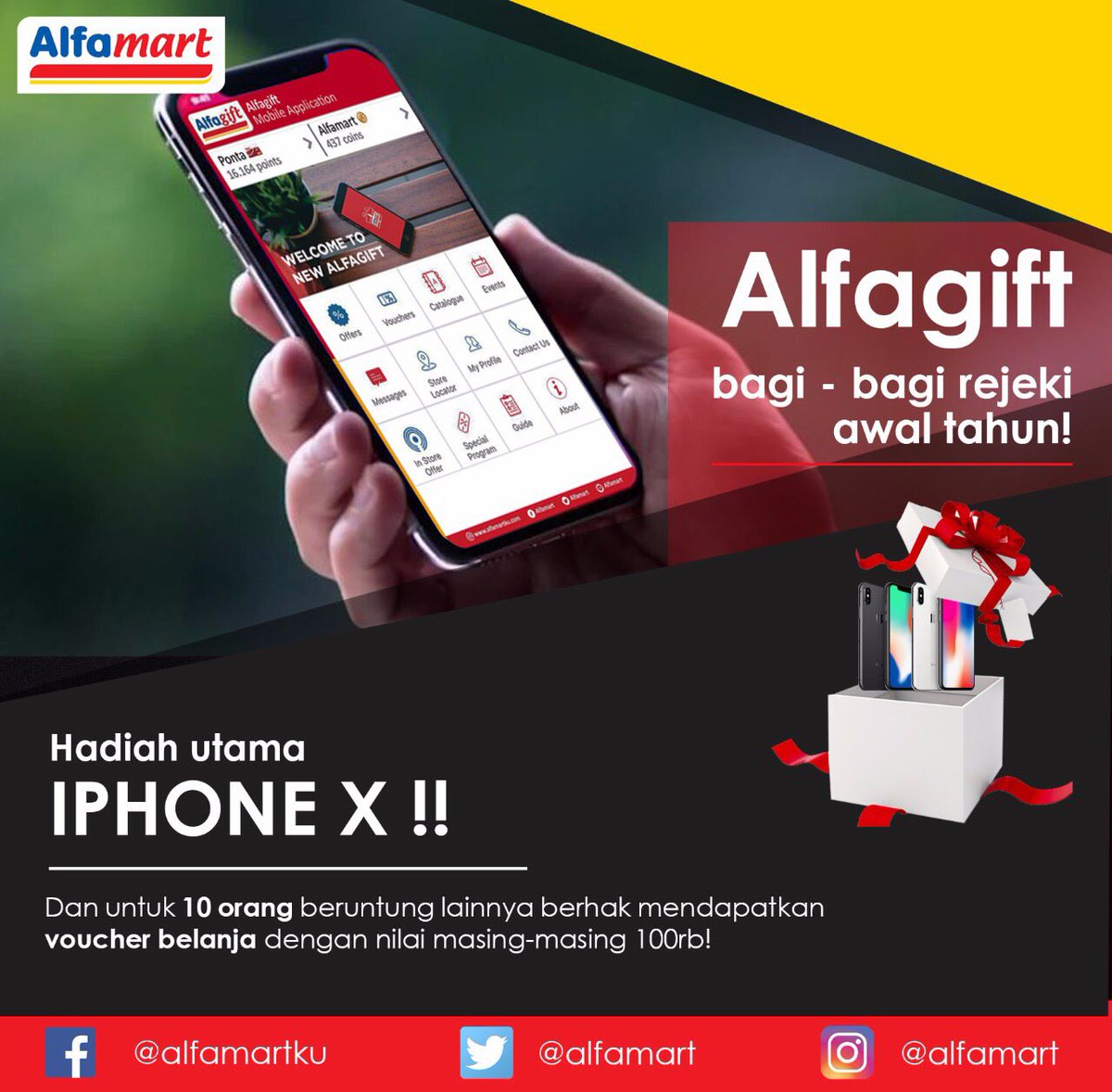 Mau Iphone X ? Yuk ikutin kuisnya #AlfagiftJamanNow . Persyaratan bisa langsung di cek di instagram Alfamart 😍