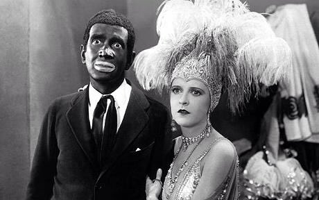 In the 1927 movie "The Jazz Singer" a white man rejects his Jewsih heritage to become a jazz singer in blackface.