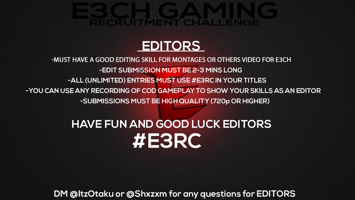 E3CHGaming's tweet photo. Editors requirements
Good luck, #E3RC https://t.co/FoNHIfPsCB