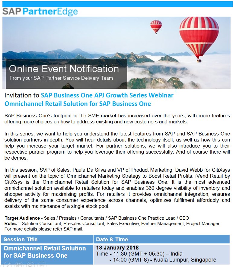 anil_marali's tweet photo. Register &amp; Attend #SAP APJ Growth Series #PartnerEnablement #Webinar #Omnichannel #Retail #ERP Solution for #SAPBusinessOne for #SME by @SAP_PSD 
#360degreeVisibility #Inventory #ConsumerExperience https://t.co/4XfnEf7NmP