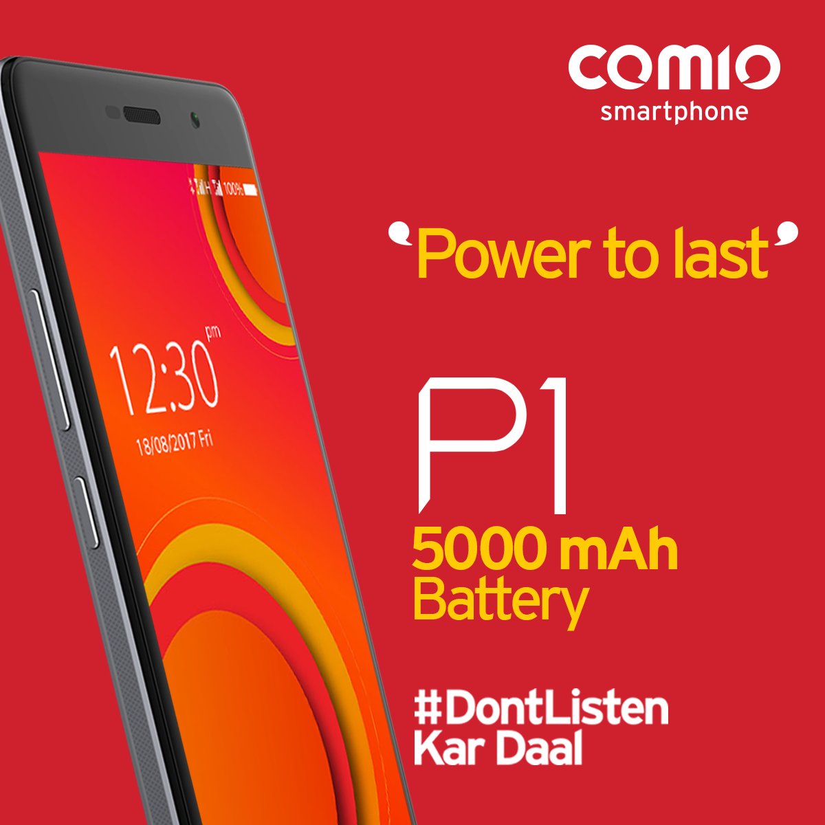 COMIO_IN's tweet photo. This new year, embrace the power of lasting through everything. Grab Comio P1 and enjoy its ultimate power of 5000 mAh battery. #ComioP1 #DontListen Kar Daal https://t.co/PeYrVKHKUB