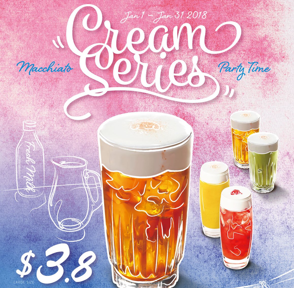 Our Macchiatos are now improved with thicker and better salty cream!
All 5 Macchiatos will be on sale from Jan. 1 to 31, you can grab any large Macchiato for only $3.80. Available at all CoCo Tea Ontario locations, cannot be combined with other promotions or offers.