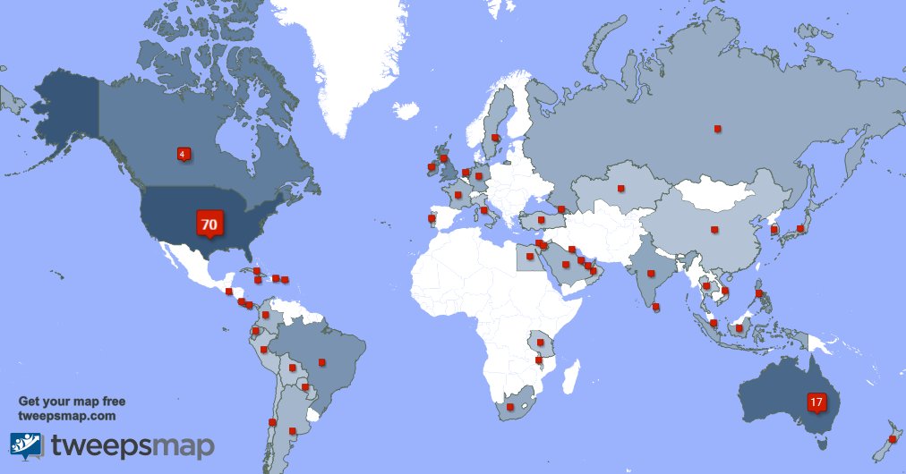 My followers are in USA(70%), Australia(17%)... Get your map too: tweepsmap.com/!ilvqld