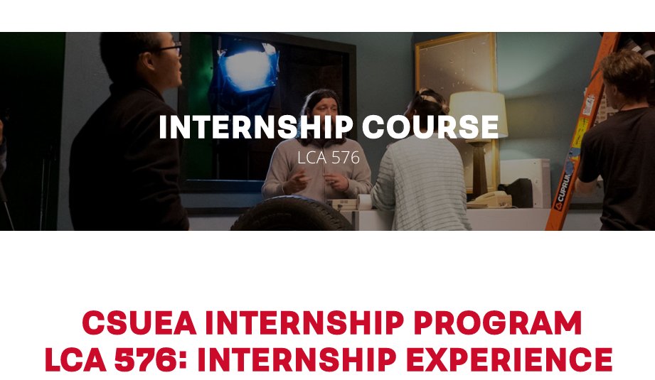 CSUEAInterns's tweet image. Need school credit for your internship? Learn about the LCA 576 Course! bit.ly/2uXUAN2  #theCSUEA #internship