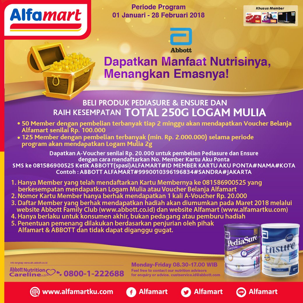 Beli produk Pediasure &amp; Ensure dan raih kesempatan memenangkan hadiah total 250gr logam mulia. Info klik ow.ly/5nok30hy68A