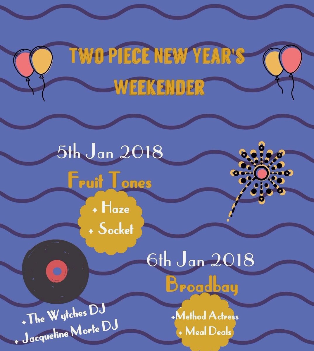 The Victoria Dalston (@victoriadalston) on Twitter photo FRI 5/ SAT 6 JANโ
TWO-PIECE RECORDS WEEKENDER PARTYโ
<a href="/VICTORIADALSTON/">The Victoria Dalston</a> โ
Weโre rolling on 2018 with a few of our favourite bands & DJsโ
FREEโ
7.30pmโ
FRI: <a href="/FruitTones/">Fruit Tones</a>
<a href="/_Haaze_/">HaZe</a> & SOCKETโ
SAT: <a href="/broadbayband/">Broadbay</a> <a href="/_methodactress/">Method Actress</a> & MEAL DEALS + DJs Gianni (The Wytches) + Jacqueline Morte FRI 5/ SAT 6 JANโ
TWO-PIECE RECORDS WEEKENDER PARTYโ
<a href="/VICTORIADALSTON/">The Victoria Dalston</a> โ
Weโre rolling on 2018 with a few of our favourite bands & DJsโ
FREEโ
7.30pmโ
FRI: <a href="/FruitTones/">Fruit Tones</a>
<a href="/_Haaze_/">HaZe</a> & SOCKETโ
SAT: <a href="/broadbayband/">Broadbay</a> <a href="/_methodactress/">Method Actress</a> & MEAL DEALS + DJs Gianni (The Wytches) + Jacqueline Morte