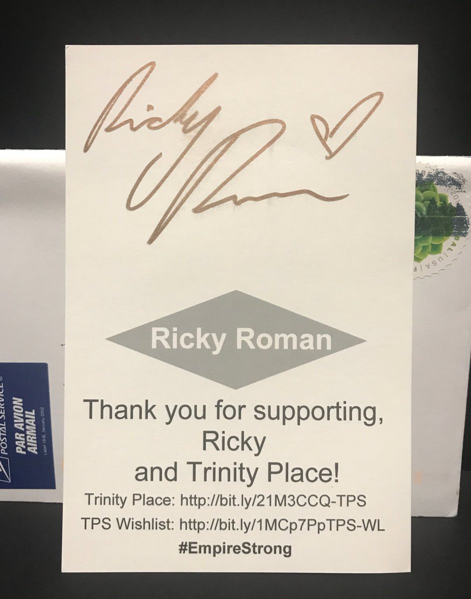 fizzzybubbler's tweet photo. So Excited to get my Signed @RickyRoman91 Postcard today!!
Thanks @RickyRoman91 & @RomanEmpireXCI ๐โค๏ธ๐โค๏ธ๐โค๏ธ
I feel blessed that I could contribute to this amazing charity in Honor of @RickyRoman91โs Birthday #TrinityPlace #NYC ๐๐๐ป๐๐๐ป๐๐๐ป https://t.co/XDI8dqd602