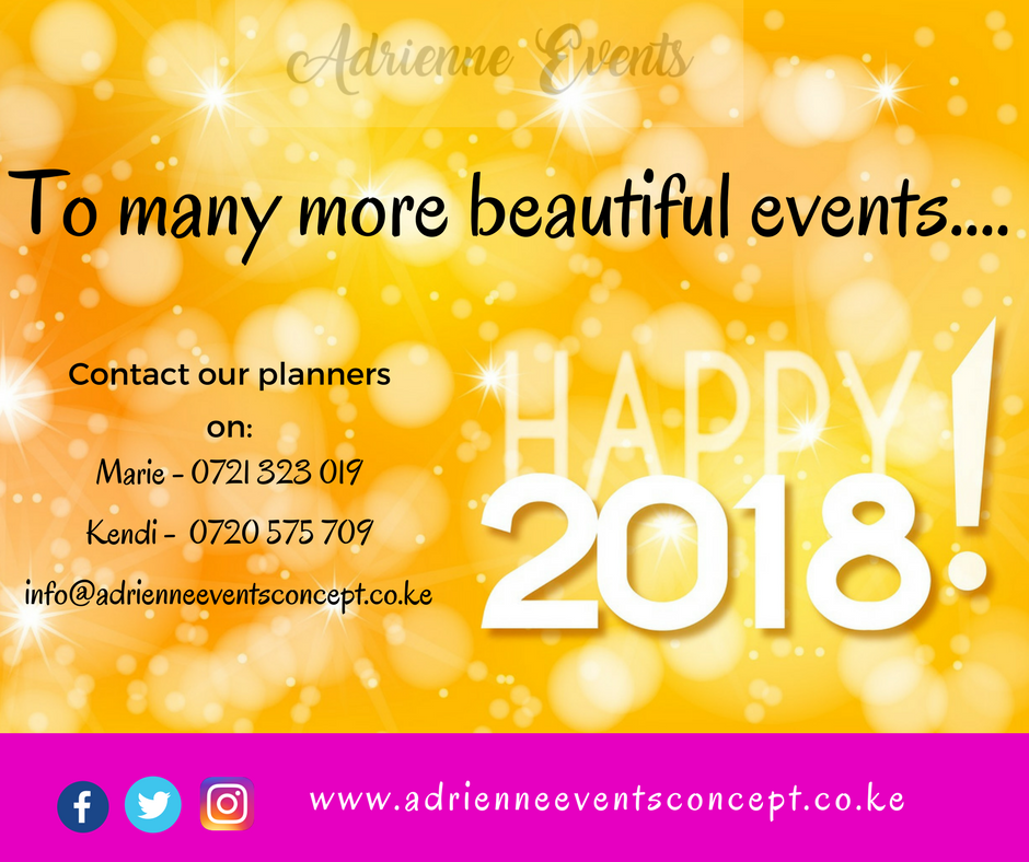 AdrienneEventCo's tweet photo. Happy New Year! It's only 3 days into the year and so much (negative) news doing rounds. Let's turn things around this year...
#positive2018, #eventsanddecor, #creativeevents, #colouryourevent, #goallout https://t.co/lHaTbdvYx5