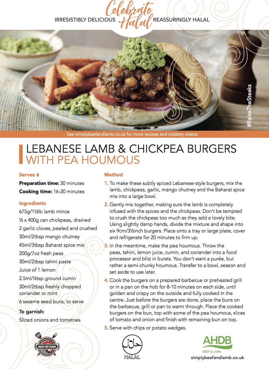 halal_lamb_beef's tweet photo. Try this Lebanese lamb & chickpea burger recipe, a lovely dish to add to your #halal menu. #halalfood #halallamb #lamb #lambsector https://t.co/DEzDnJH70n