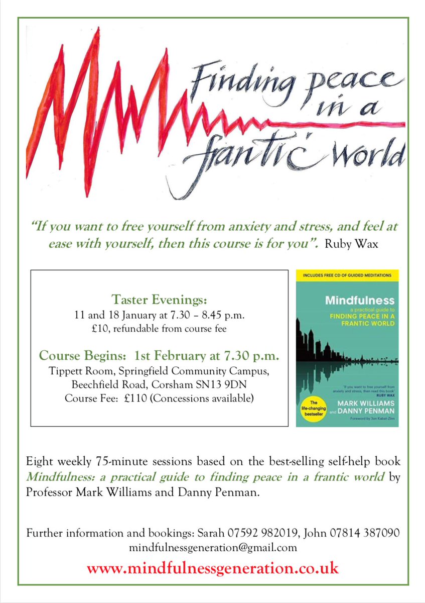 Suffer from anxiety or stress? Courses on #mindfulness are being held <a href="/corshamcampus/">Springfield</a> throughout January/February.