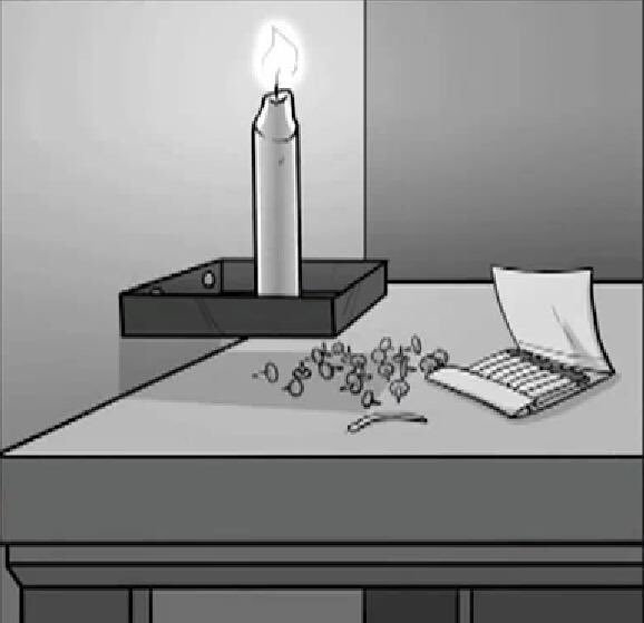 1️⃣ في عام ١٩٤٥م، طلب عالم النفس كارل دنكر من مجموعة ان يثبتو الشمعة على الجدار باستخدام الادوات الم...