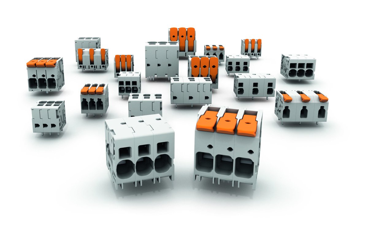 Heilind's tweet photo. Happy new year! We’re now stocking the new family of lever-actuated #HighCurrent #PCB #TerminalBlocks for power #electronics from @WagoCorporation #CageClamp https://t.co/1l20YdoVHT https://t.co/xpKDHQCGNp