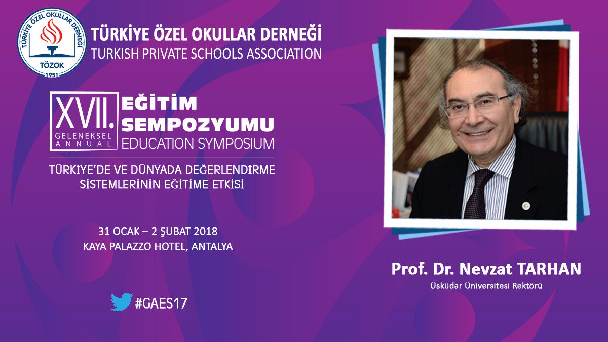 TOZOK1951's tweet photo. Üsküdar Üniversitesi Rektörü Prof. Dr. Nevzat TARHAN “Eğitimde Stres Yönetimi” konulu sunumuyla, XVII. Geleneksel Antalya Eğitim Sempozyumu’nda! Kayıt için son gün 19 Ocak ! https://t.co/OBb1PxTvji #GAES17 https://t.co/049iUx0VYJ