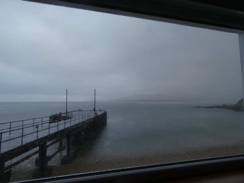 davidjbrodie's tweet photo. First "weather through a window" from @Bunnahabhain in 2018 is as follows:- "not much to write home about, really" #backtowork #offtomorrow #startslowly #marathonnotasprint 😉👍🥃 https://t.co/nefzDBqSeH