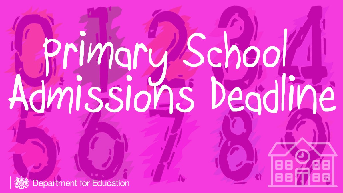 educationgovuk's tweet photo. #Parents, the deadline to apply for a #primaryschool place for your #child in 2018 is January 15th: https://t.co/JKSvX6zgEA https://t.co/sBut3UiOZM