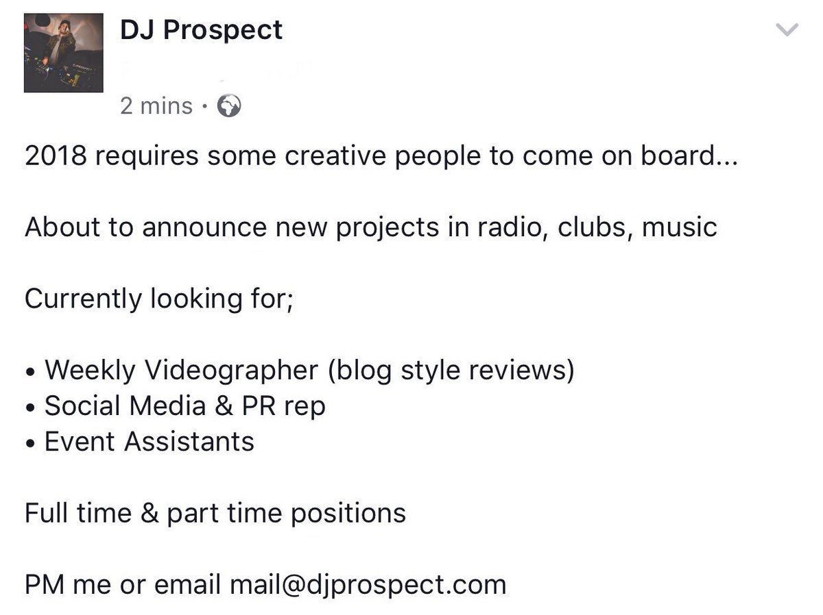 djprospect's tweet photo. Hiring 💥 https://t.co/jWcaQv5DaS