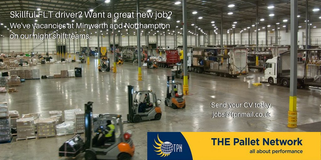 Looking for a great opportunity as an FLT driver? We might have just the job for you in Minworth or Northampton on our night-shift team. If you have one year's experience and a current counterbalance licence send your CV to jobs@tpnmail.co.uk. More details on our website.