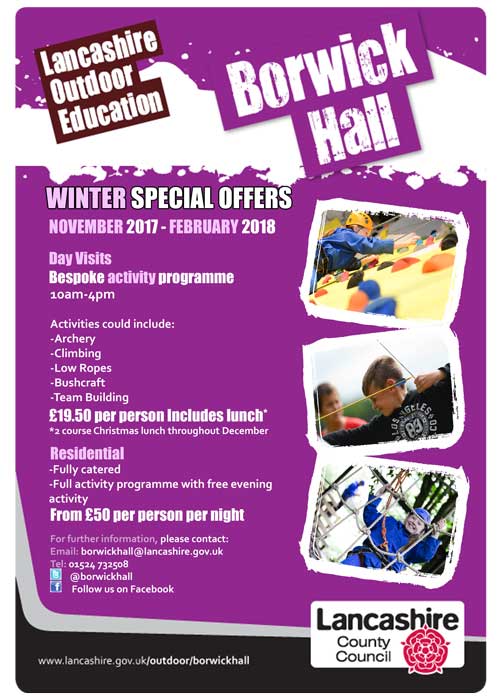 Still time to take advantage of the winter special offers at the Hall. This offer is open to any group of 10 or more, not just school groups.