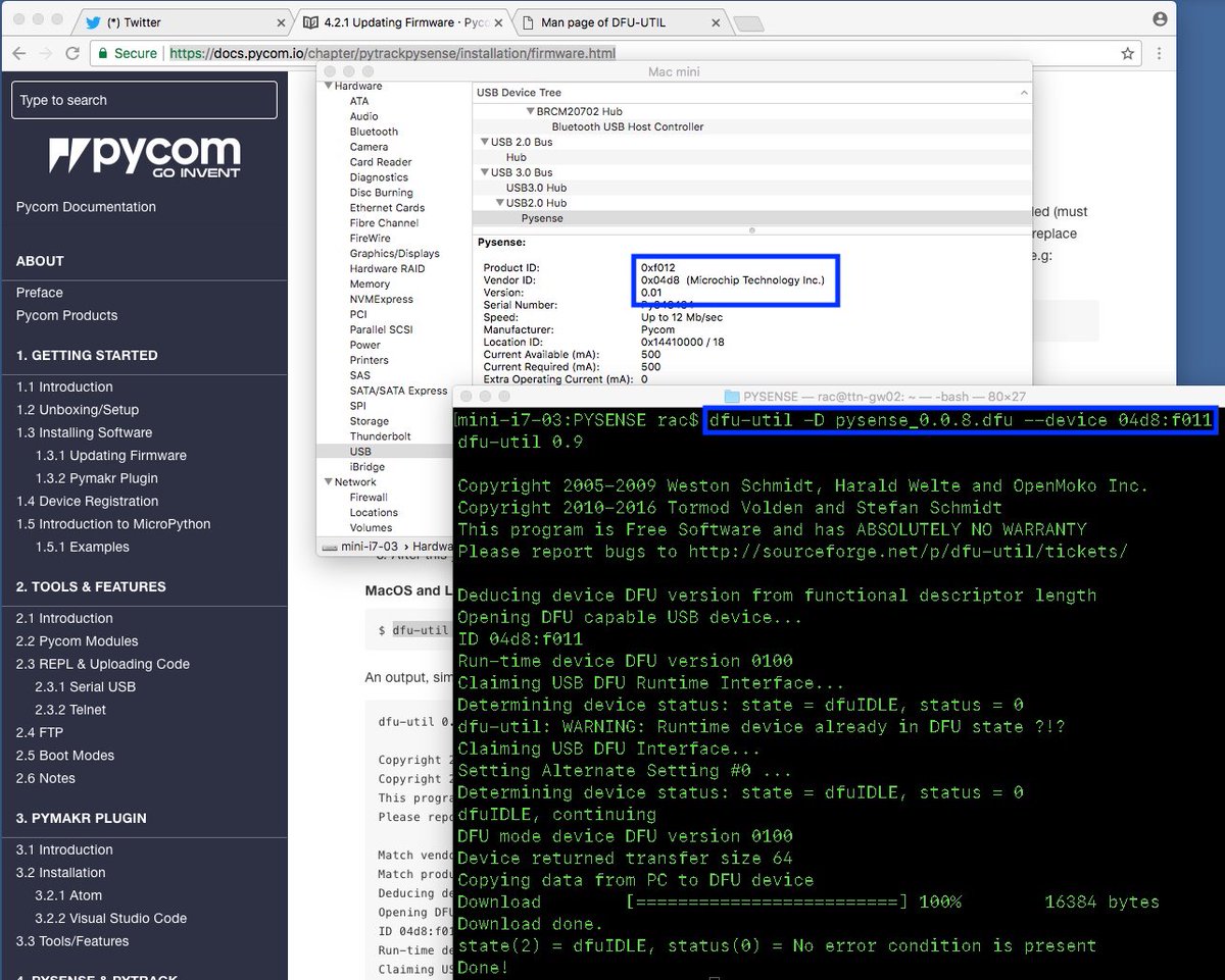 _rac01's tweet image. Updating @pycomIOT #pysense from #firmware 0.01 to 0.08 docs.pycom.io/chapter/pytrac… using dfu-util dfu-util.sourceforge.net/dfu-util.1.html on a #Mac @jmarcelino