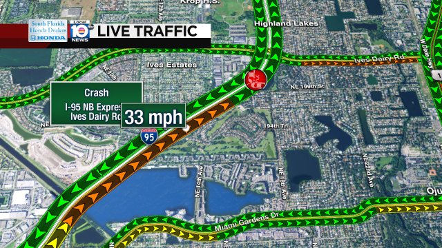 Crash on I-95 NB Express at Ives Dairy Rd #traffic https://t.co/VAqKpjvDNo