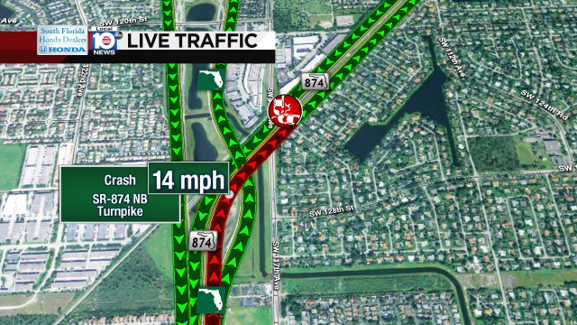 Crash on SR-874 NB at Turnpike #traffic https://t.co/ZF4DeKFl3J