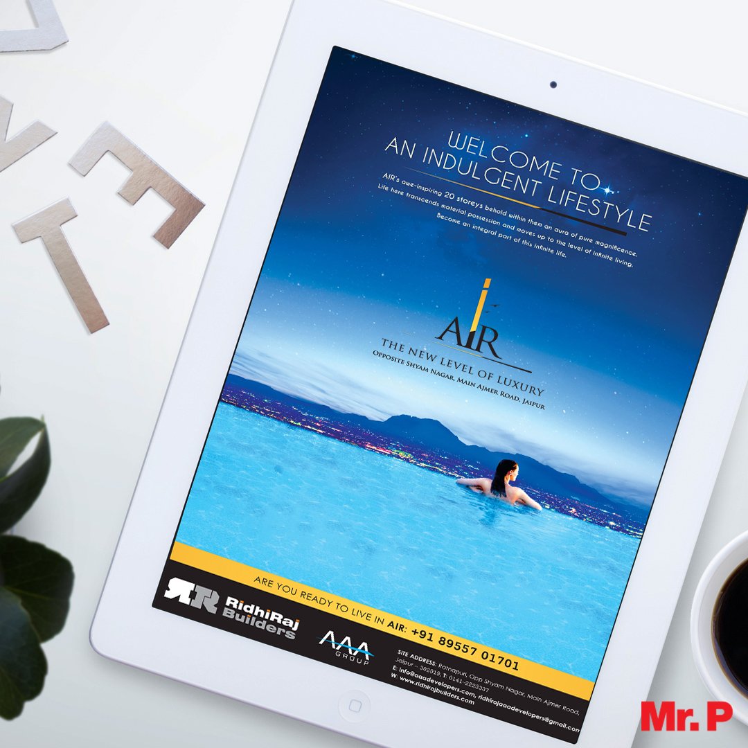HelloMrPMedia's tweet photo. Mr. P's creative AD design for RidhiRaj's upcoming premium project. 
#Creative #MrP #Jaipur #LikeForLike #Company #PhotoOfTheDay #Marketing #Internet #LikeToLearn #Ideas #FollowToLearn #DigitalMarketing #Agency #WorkHard #Creativity https://t.co/MLRnlWtMrl