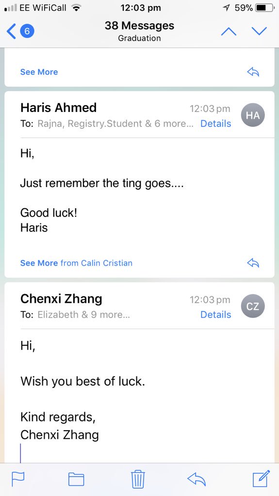 miraculous_dude's tweet photo. So someone accidentally sent an email about their graduation to EVERY UCL student (+40k) and the responses are killing me. https://t.co/o99GgPV5cW