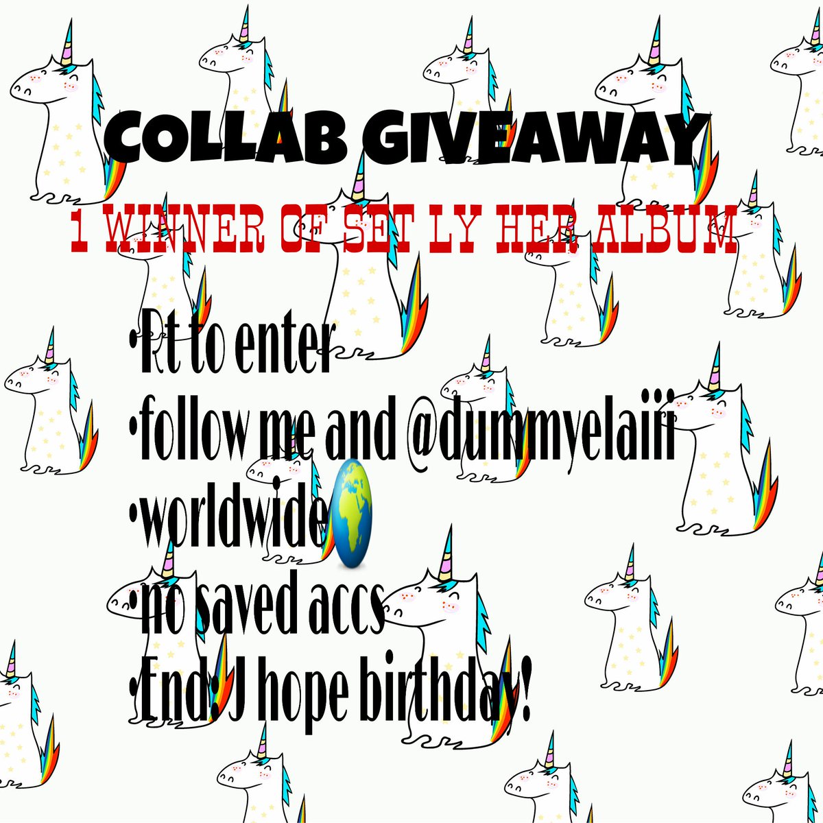 jjaneGives's tweet photo. [COLLAB GIVEAWAY🎁]
•LY ALBUM SET
•Follow me and @dummyelaiii 
See pic for details https://t.co/oCEMS5pRRH