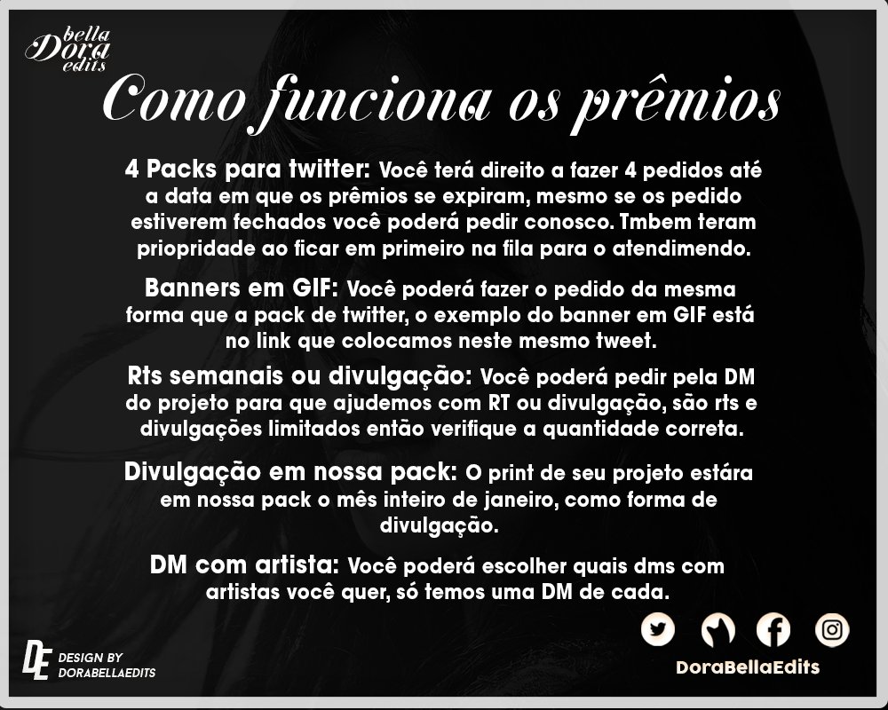 DoraBellaEdits's tweet photo. SORTEIO NO DORABELLA EDITS 🦄

 Este é o nosso primeiro sorteio, qualquer duvida chame na DM.

Leia todos os banners antes de participar.

Siga as regras, caso não seguir, será desclassificado.

PROIBIDO O USO DE CONTAS SALVAS.

Banner em GIF: https://t.co/FSlHVBpv2a https://t.co/FEm5JPL2X4