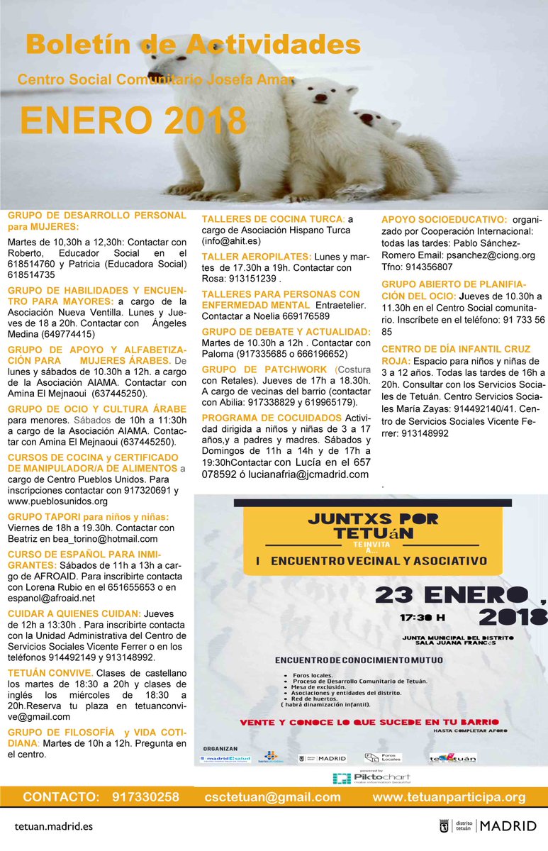 👆 Cursos de castellano e inglés; cocina turca, el grupo Tapori para 👧👦  Estas son algunas de las propuestas del Centro Social Comunitario Josefa Amar para enero. Ven y descubre más