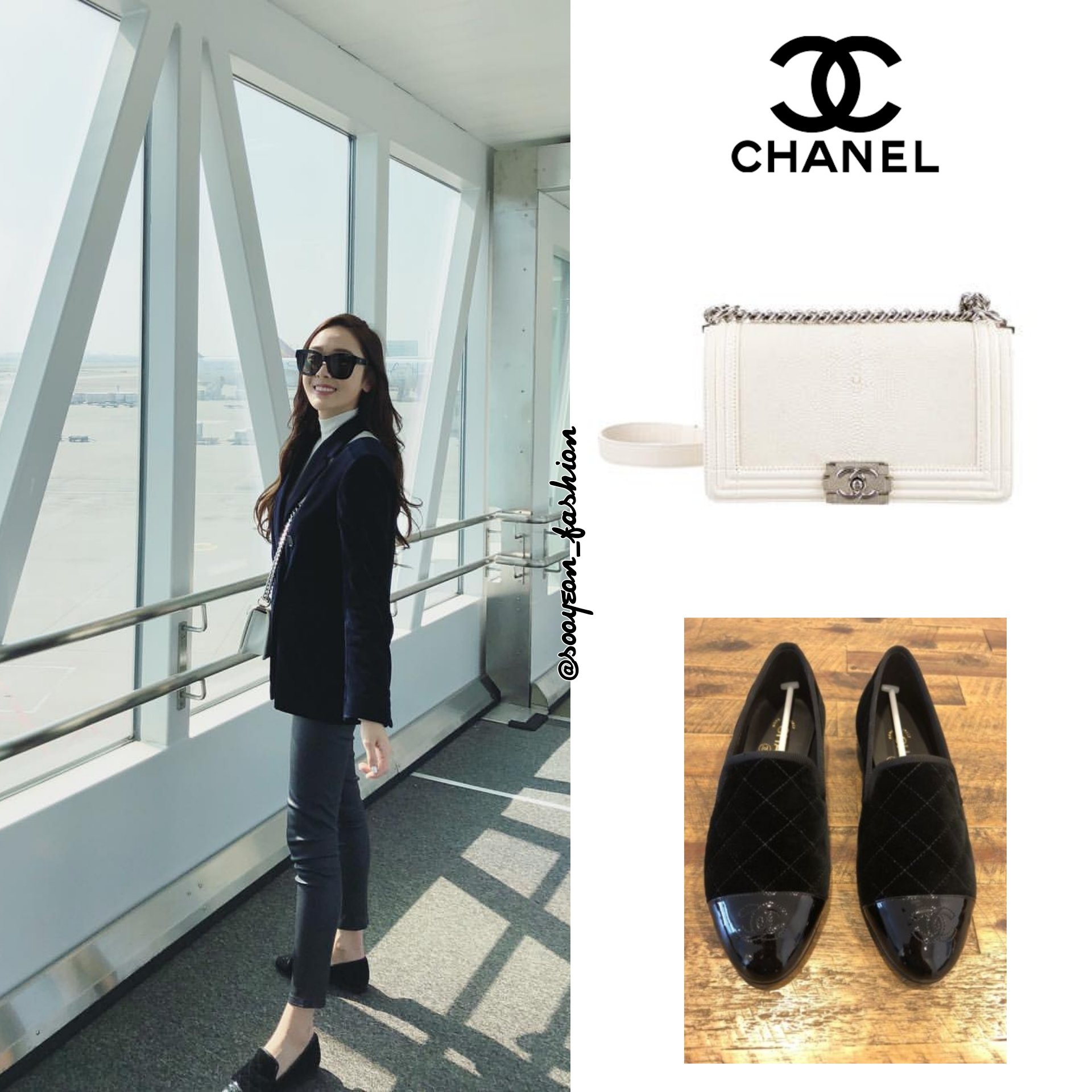 jsy fashion on X: [JESSTAGRAM STORY] 170929 CHANEL: Gabrielle Backpack  (White/Black), $3,295  Fabric Loafers (Black), $795   / X