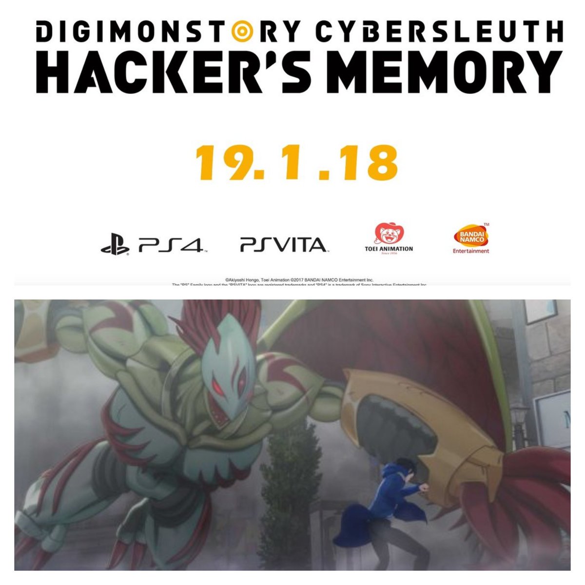 DigimonWorldEsp's tweet photo. 16 Días para #Digimon Story Cyber Sleuth Hacker's Memory para PS4 y PSVITA 
¡Vamos chicos que prácticamente ya está aquí!
¿Conseguiremos vencer a Arukadhimon?
¿Qué relación guardará con la historia?
19.1.18 https://t.co/W3g3tjeykv