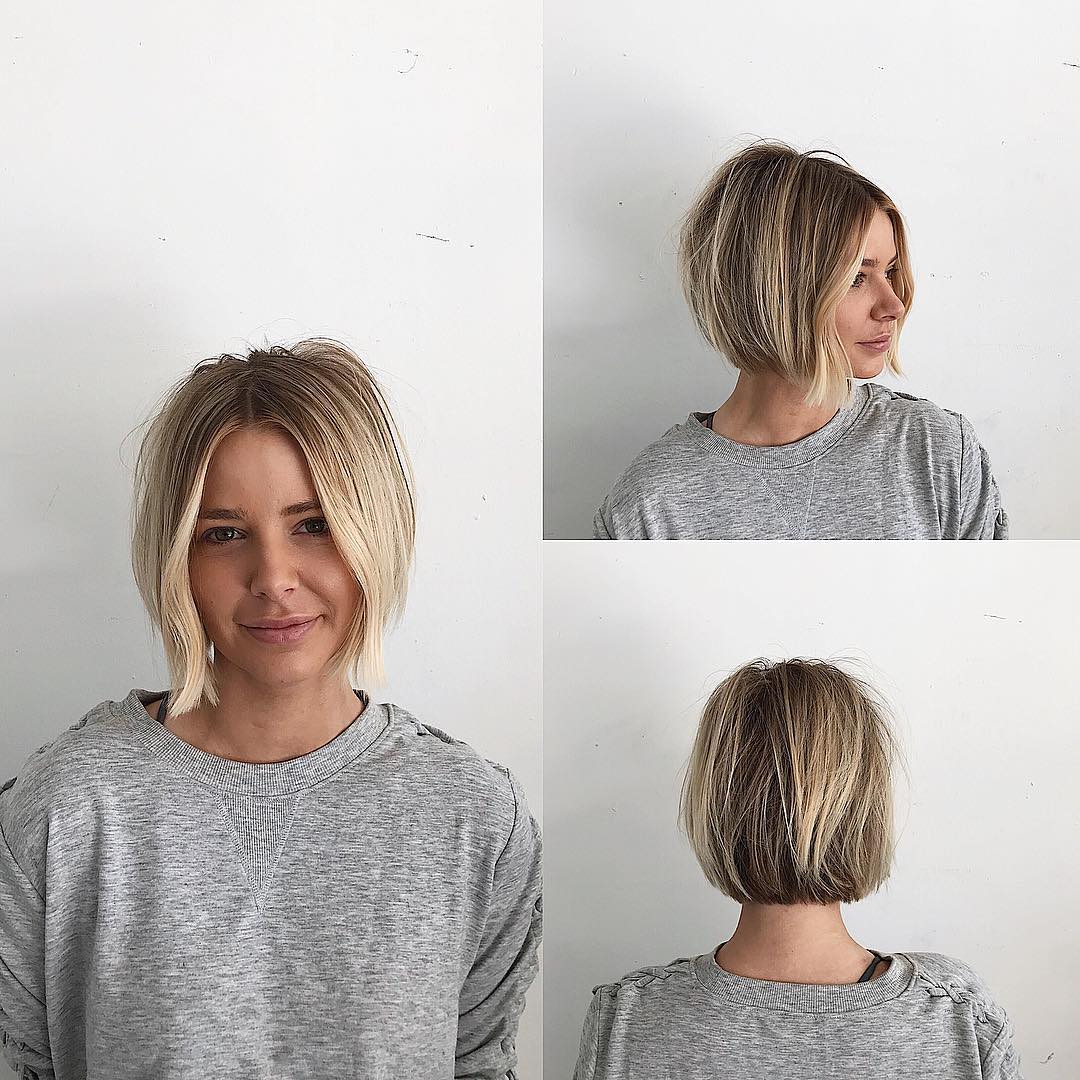 Image of Blonde blunt bob with face-framing highlights
