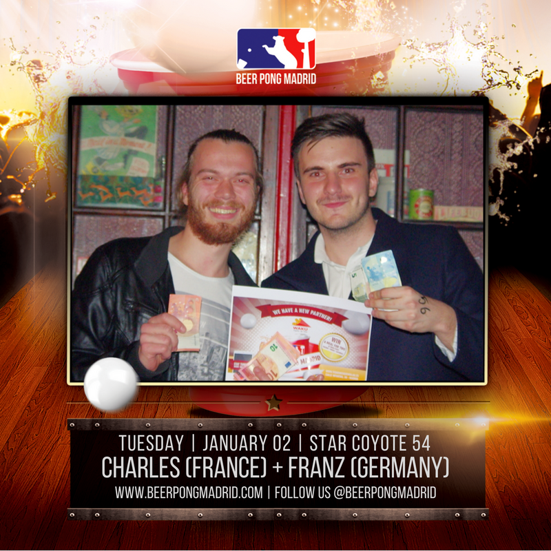 BeerPongMadrid's tweet photo. Congratulations to CHARLES (France) & FRANZ (Germany), the winners of the #BEERPONG League! Thanks to everyone who participated and helped make this tournament a success! πππΈ
#WallOfFame #madrid #beepongmadrid #champions #erasmus #erasmusmadrid #esobp #madridmemola https://t.co/Yfg2ELruYn