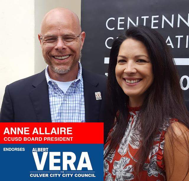 AlbertVeraJr's tweet image. . @annemallaire (CCUSD Board President) endorses Albert Vera for Culver City Council

“Albert is the kind of person who will do everything he can to maintain our family-friendly neighborhoods.&quot;