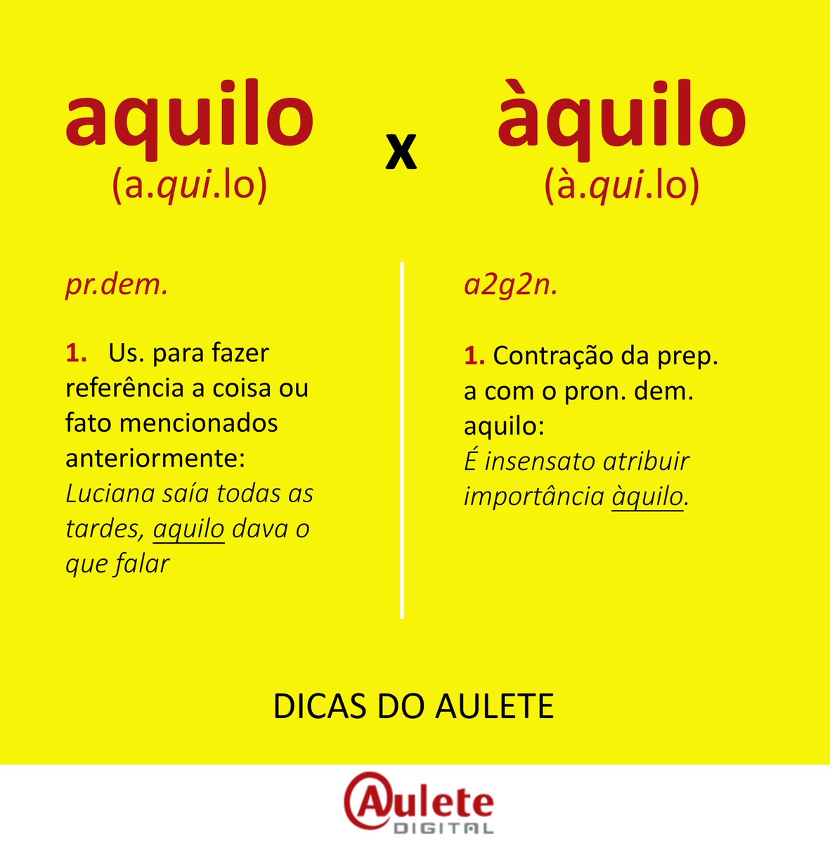 Aulete's tweet photo. Acompanhe nossas Dicas de Língua portuguesa, sobre significados das palavras e gramática, em nossa página no Facebook: https://t.co/192t7VMnGS https://t.co/Wns3qIrBRM