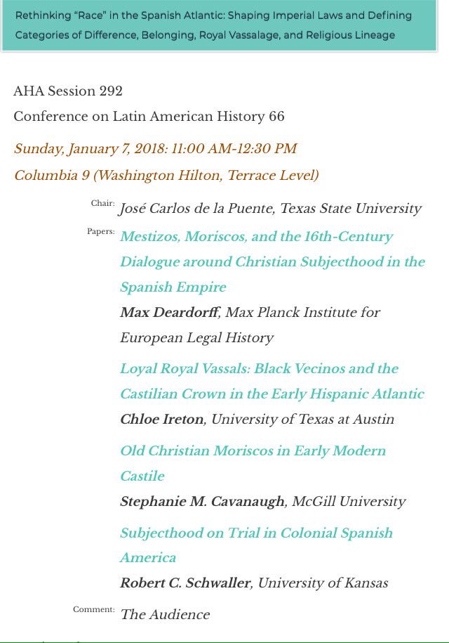 UT_HistDept's tweet photo. #Don'tmiss these #AHASessions! #UTHistory #Professor Emilio Zamora & #PhDCandidates @ChloeIreton @thehistoriann & Eyal Weinberg will be presenting at #aha18 !! @AHAhistorians #twitterstorians @UTAustin https://t.co/N5FyAg1uUg