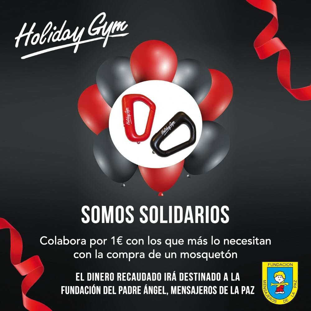 paz_mensajeros's tweet photo. @HolidayGym colabora con los que más lo necesitan y han organizado una campaña solidaria. Se podrá adquirir en los centros de Holiday Gym un obsequio solidario, un mosquetón, cuyo importe irá destinado íntegramente a la compra de alimentos para comedores de Mensajeros de la Paz. https://t.co/st30G2X1cc