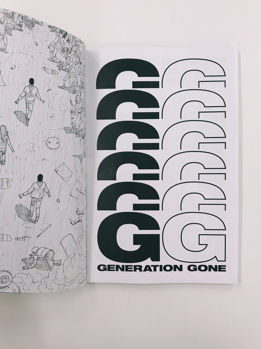 helloMullerltd's tweet photo. #GENERATIONGONE GONE Vol.1 is in stores today! One book, one story! Here’s a snapshot of my publication design for the book, featuring a brand new cover piece by @erdna11 . #GG #graphicnovel #bookdesign #comics https://t.co/c3uAecoxJi