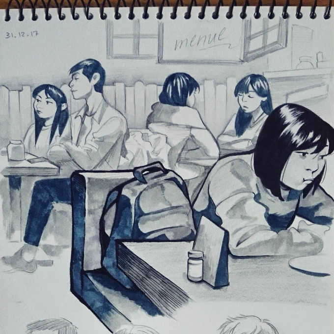 Sketched in a cute retro cafe in Ximen. 