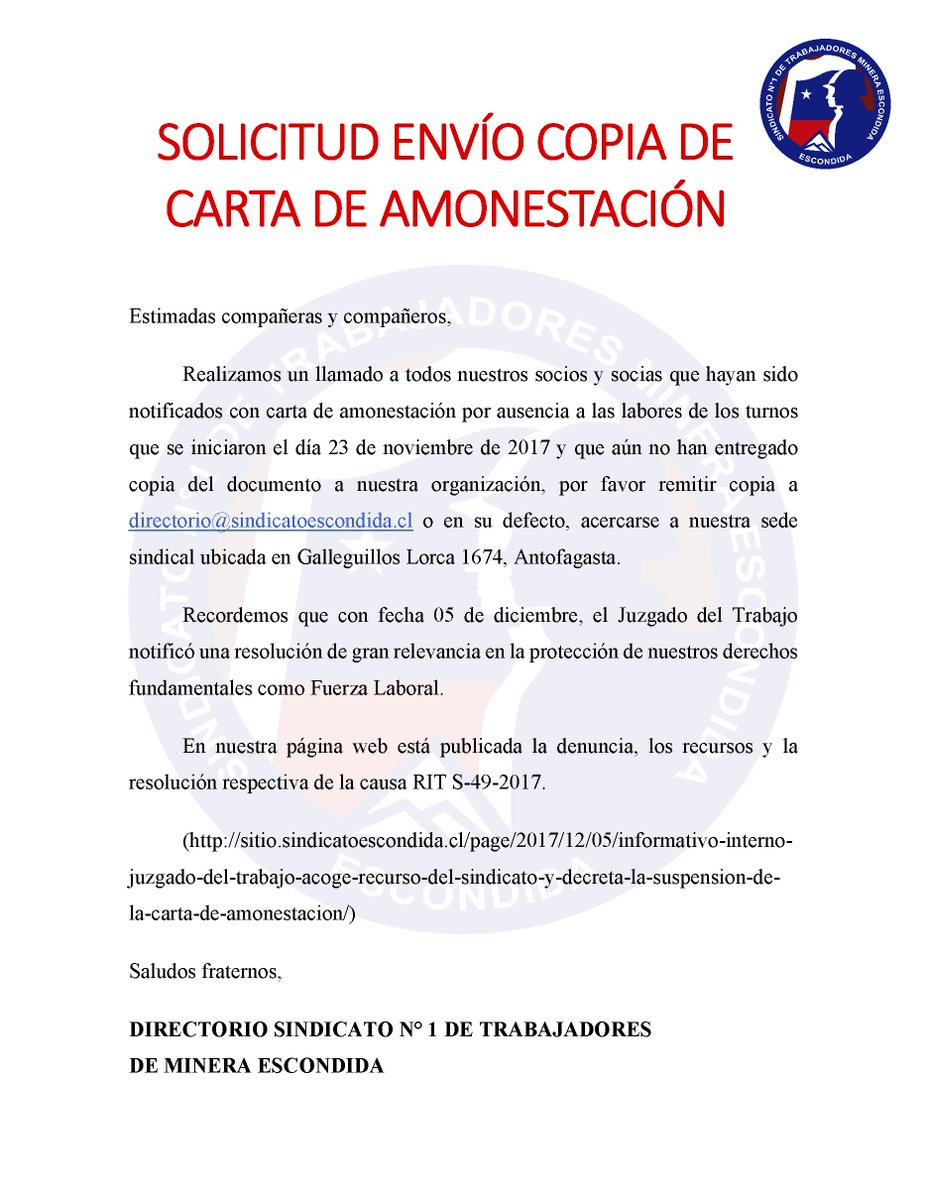 Modelo De Carta De Amonestacion Por Incumplimiento De Trabajo Chile