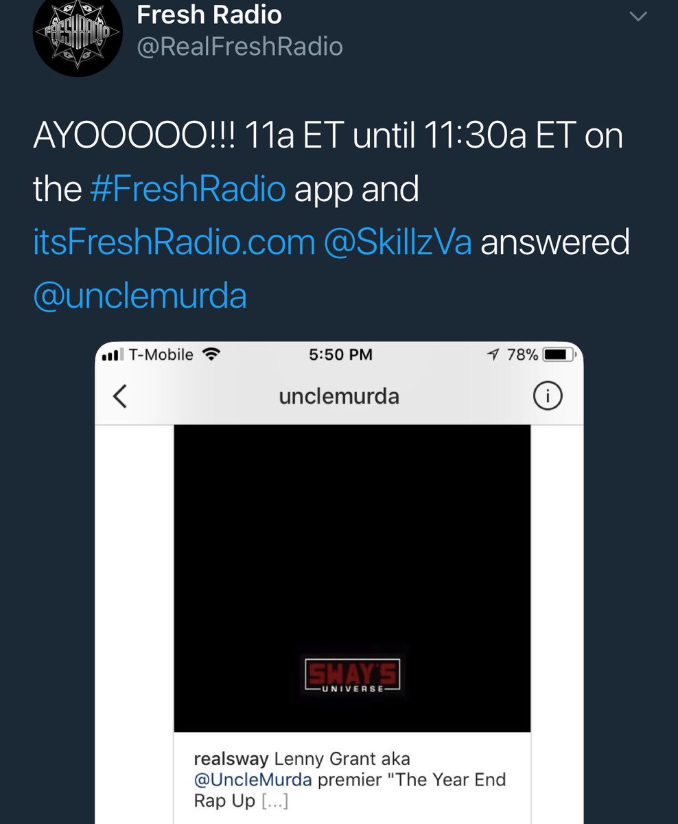 kejamarketing's tweet photo. @SkillzVa responds to @unclemurda #freshexclusive #freshradio https://t.co/RrMSFOiN5U https://t.co/EiCj6qzJgE