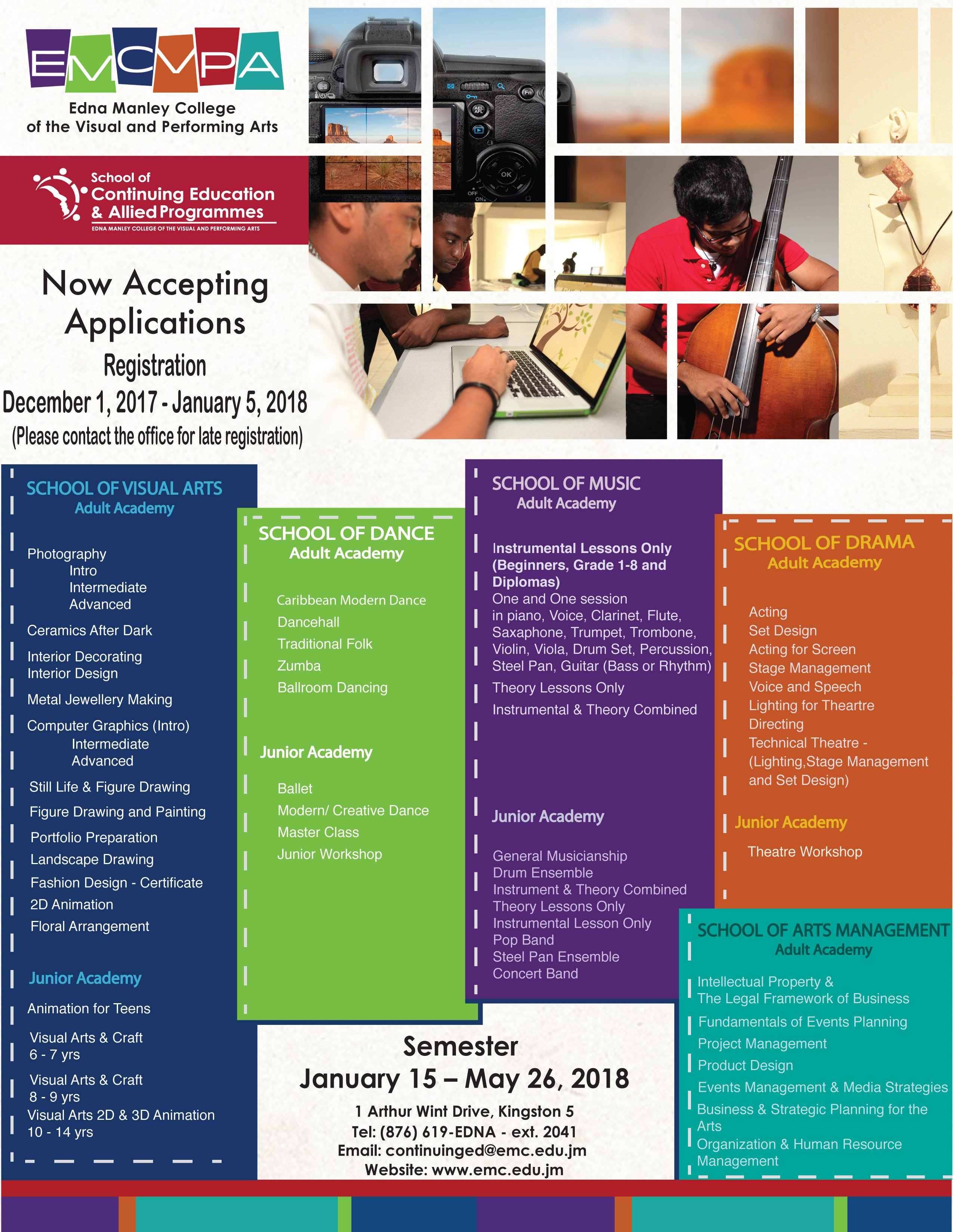 Twitter এ Edna Manley College Emcvpa School Of Continuing Education Is Now Accepting Applications For The January May Semester To Register Email Continuinged Emc Edu Jm T Co 91jnmvial7 ট ইট র