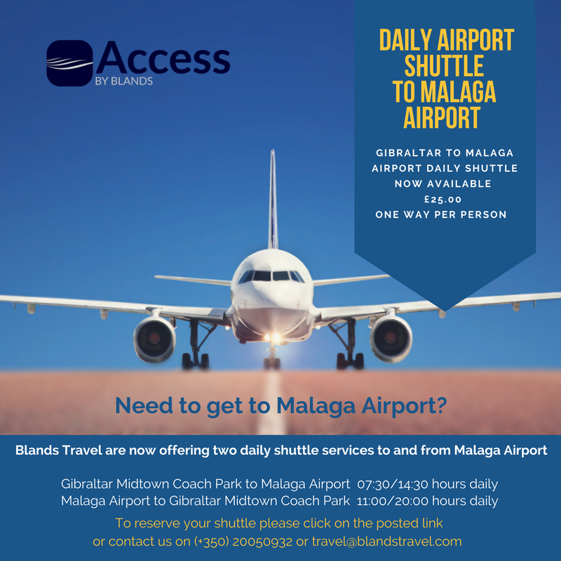New Airport Shuttle Service now available with Access by Blands.  Offering airport shuttle service twice daily between Gibraltar &amp; Malaga Airport - one way and return services available 😀✈️contact <a href="/BlandsTravel/">Blands Travel</a> for more information #accessbyblands #airportshuttle
