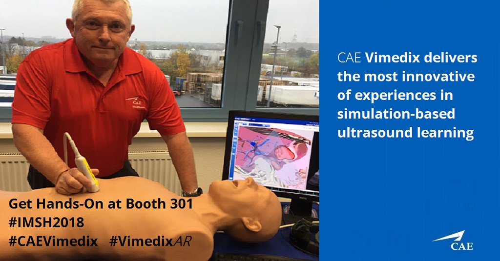 _elevate_health's tweet photo. Visit Booth 301 at #IMSH2018 ~ Experience the #CAEVimedix simulator. Also, demo #VimedixAR (w/#HoloLens integration) Transport yourself into superior #ultrasound visualization and imagery acquisition using immersive, 3D/holographic interfaces! #TrainWithCAE #FASTExam #AR #Medical https://t.co/Ha1M066xKK