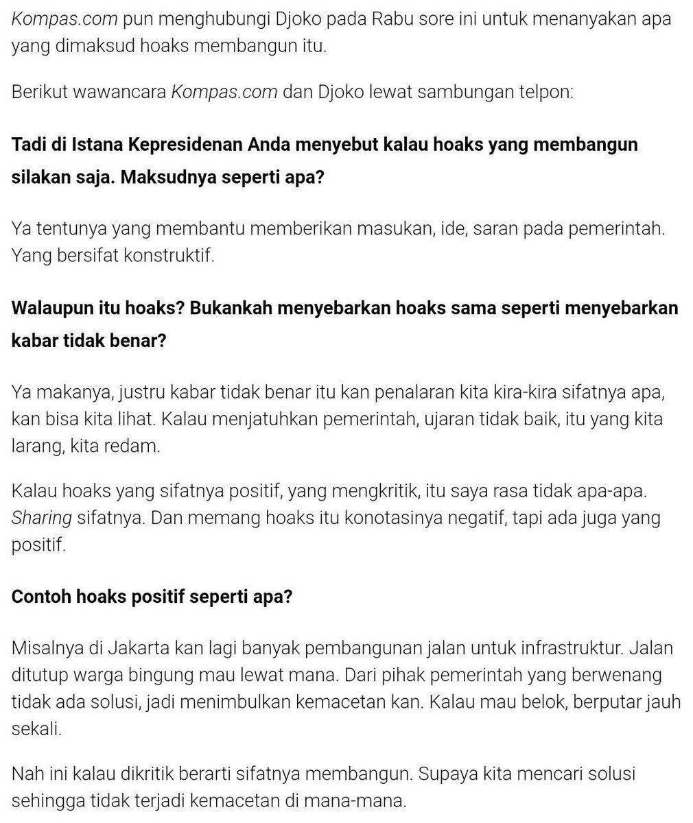 negativisme's tweet photo. dari hasil wawancara  kepala siber yang baru ini,  jangan-jangan pak jokowi ini sedang mencontohkan bikin #HoaxMembangun nih,  pemilihan blio jadi ketua siber itu hoax ye pak?  😂 https://t.co/jK0rhQgkyk
