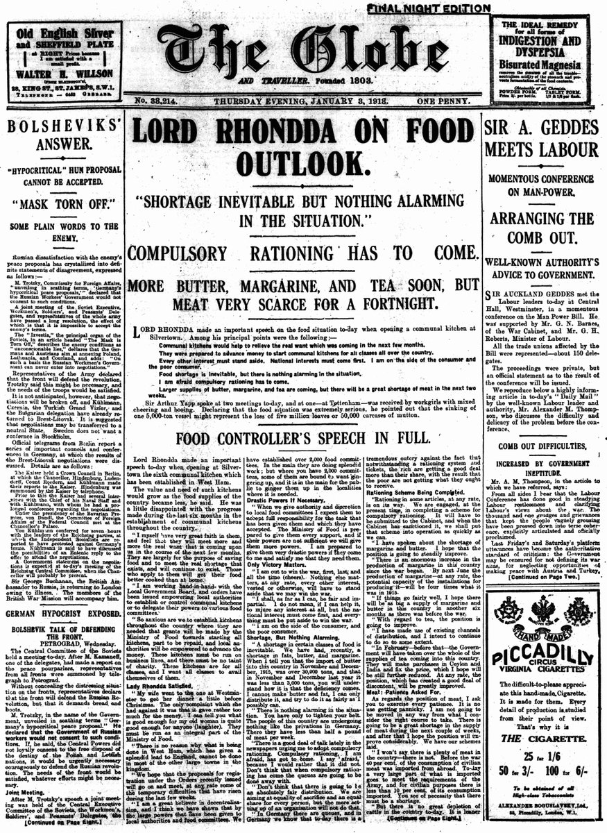 The British Newspaper Archive From The Globe Lord Rhondda On Food Outlook 3 January 1918 T Co Bpq8fwtsvh 1918newspapers Militaryhistory Otd Firstworldwar T Co Oyl46ovsyo