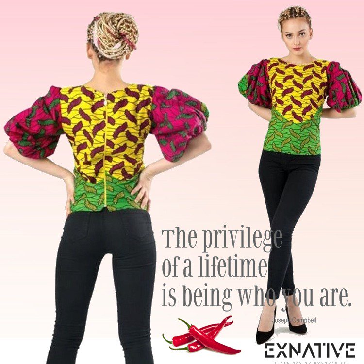 ex_native's tweet photo. We are #inlove with the beautiful colors and pattern of the 'Ije Top'. An extravagant #design with a flattering cut in an amazing print in #pop colors. 

A versatile piece that allows the use of a bra, highlighting the waste  in a vibrant pattern... https://t.co/2FG4we5xKS https://t.co/1AZym5snt0